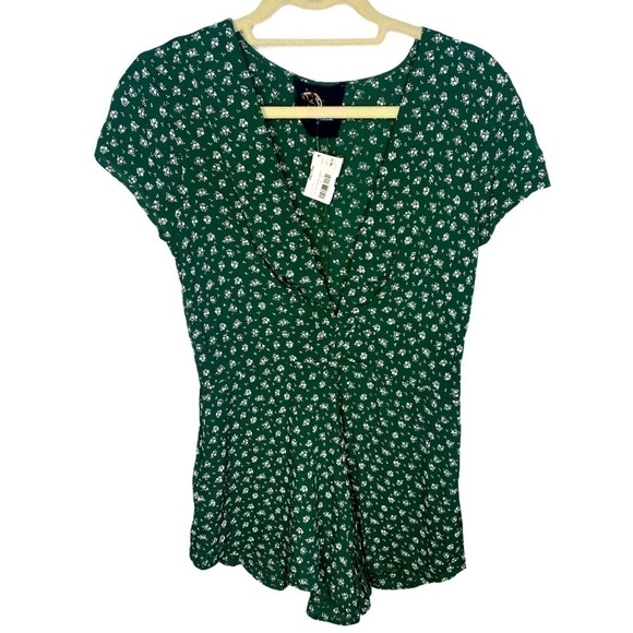 Revolve Blue Life Day Tripper Green Floral Romper Size Small NWT - Picture 2 of 5
